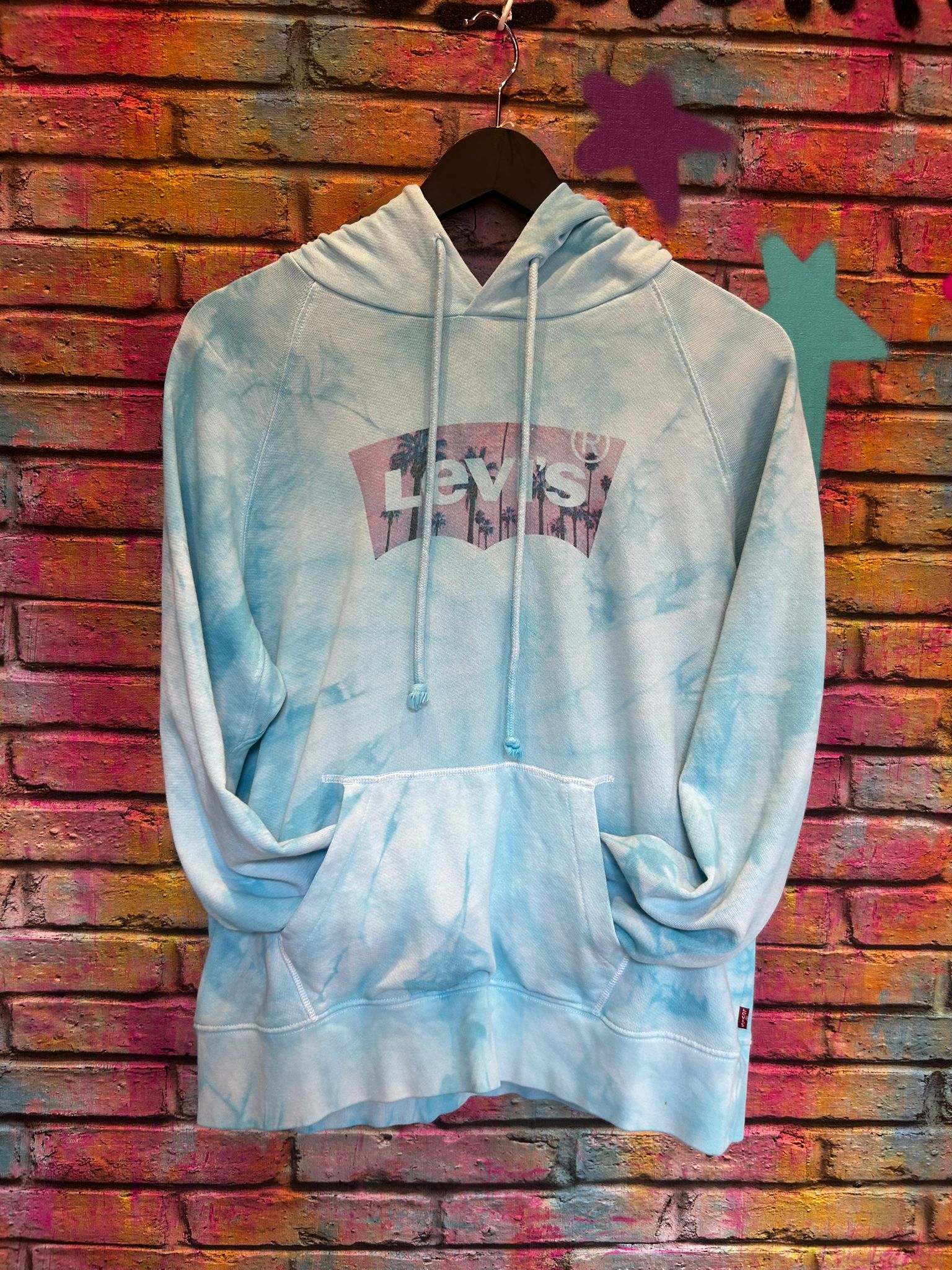 Tie Dye Levi Hoodie - Light Blue - Size: