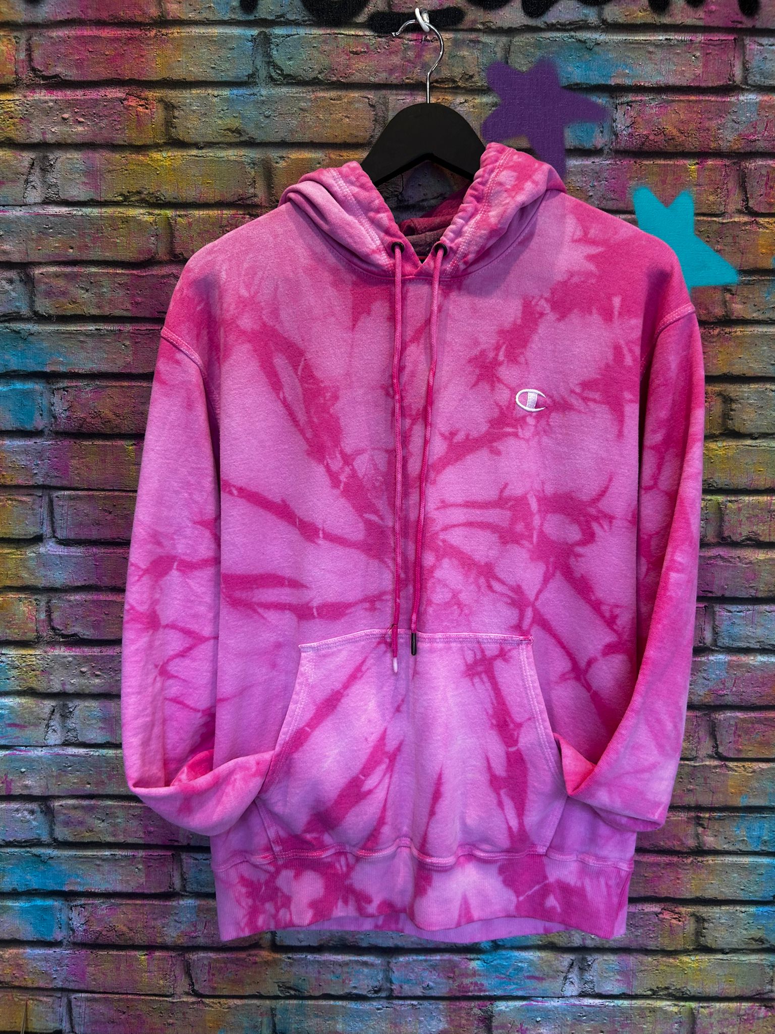 Tie Dye Champion Hoodie - Pink - Size: