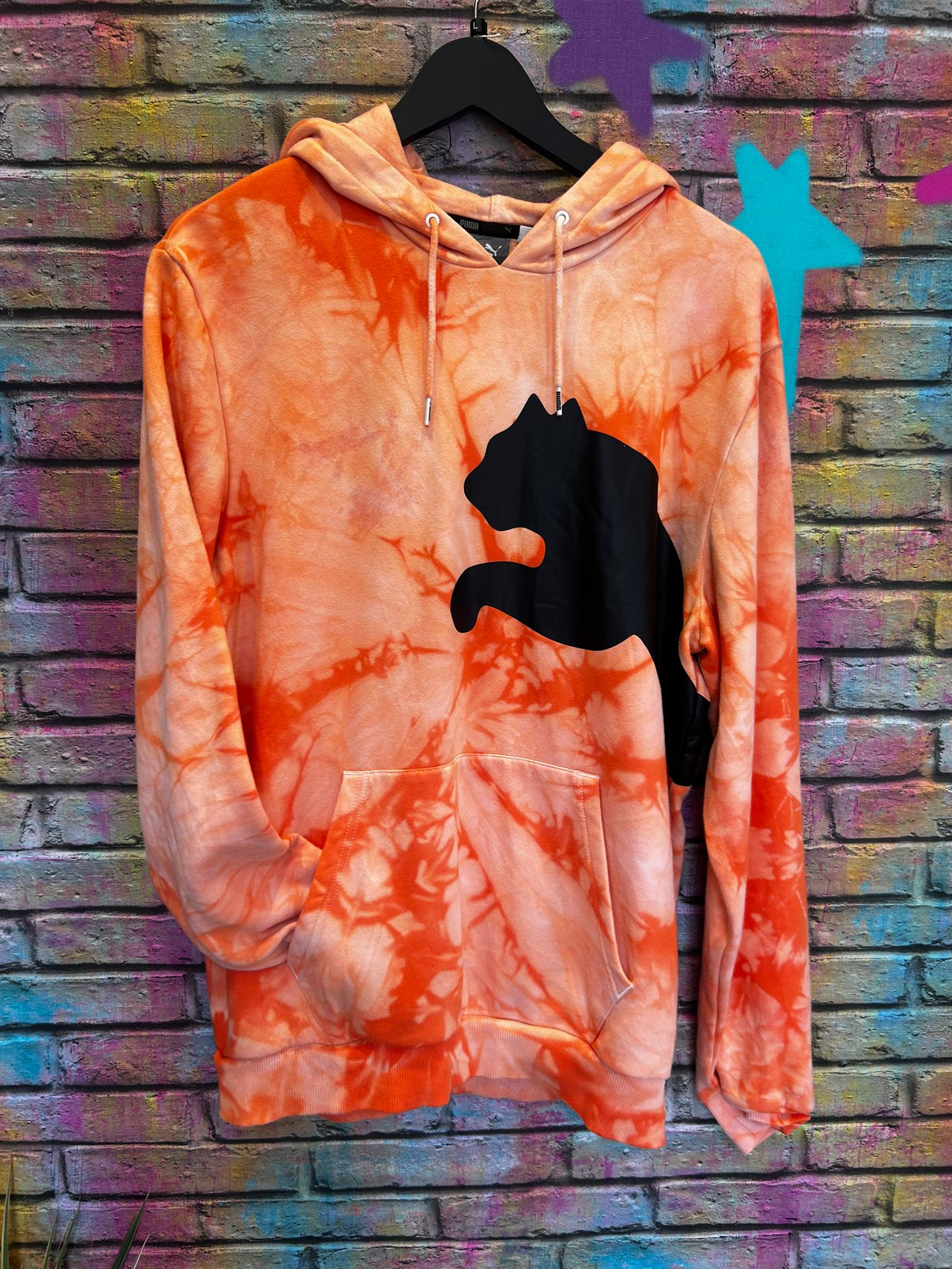 Tie Dye Puma Hoodie - Orange - Size: