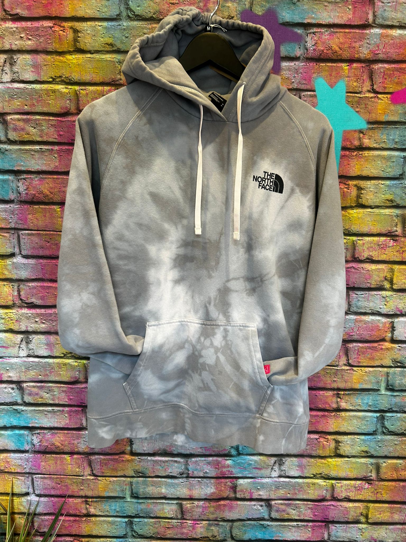 Tie Dye The North Face Hoodie - Grey/Green - Size: