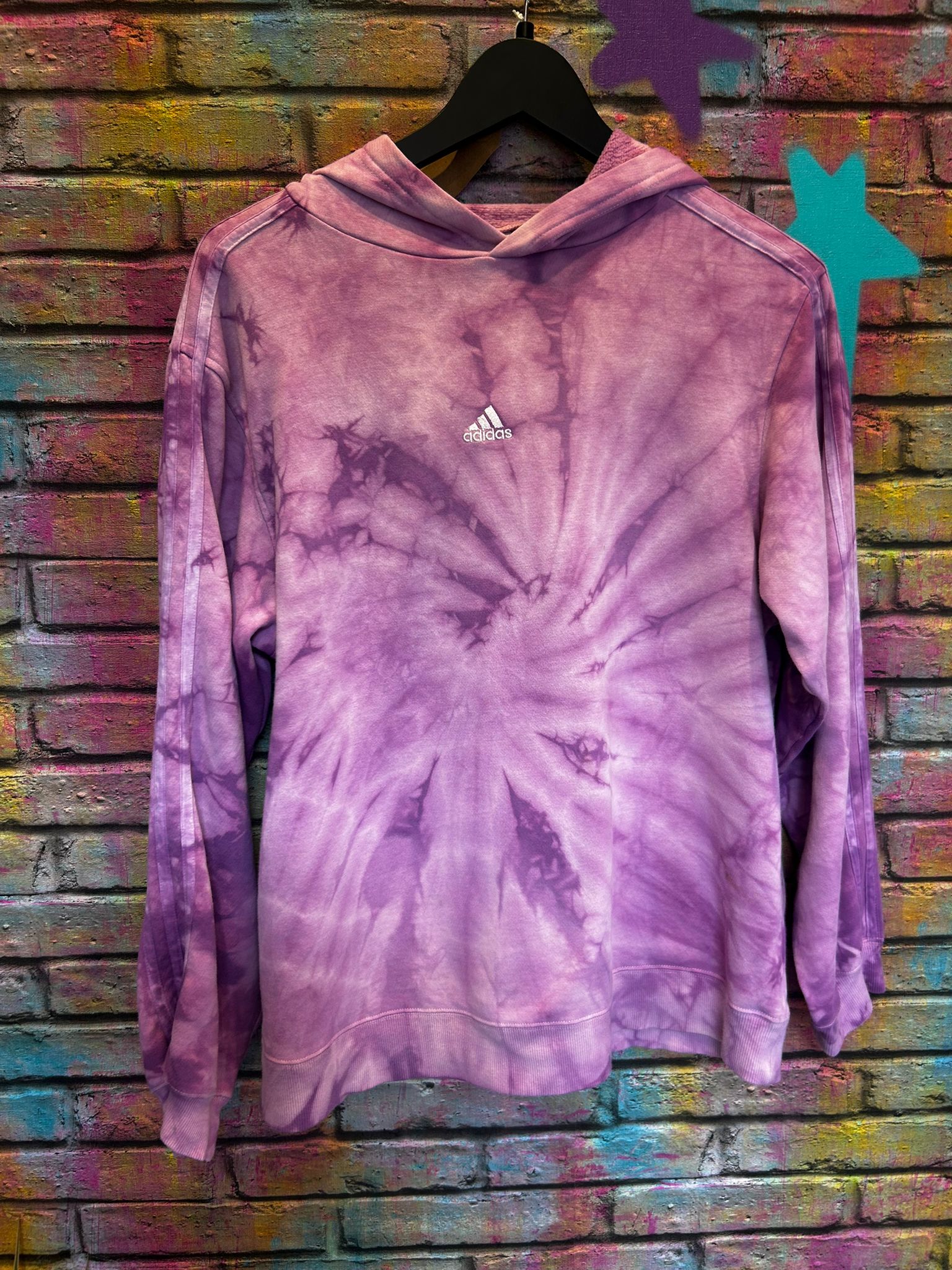 Tie Dye Adidas Hoodie - Purple - Size:
