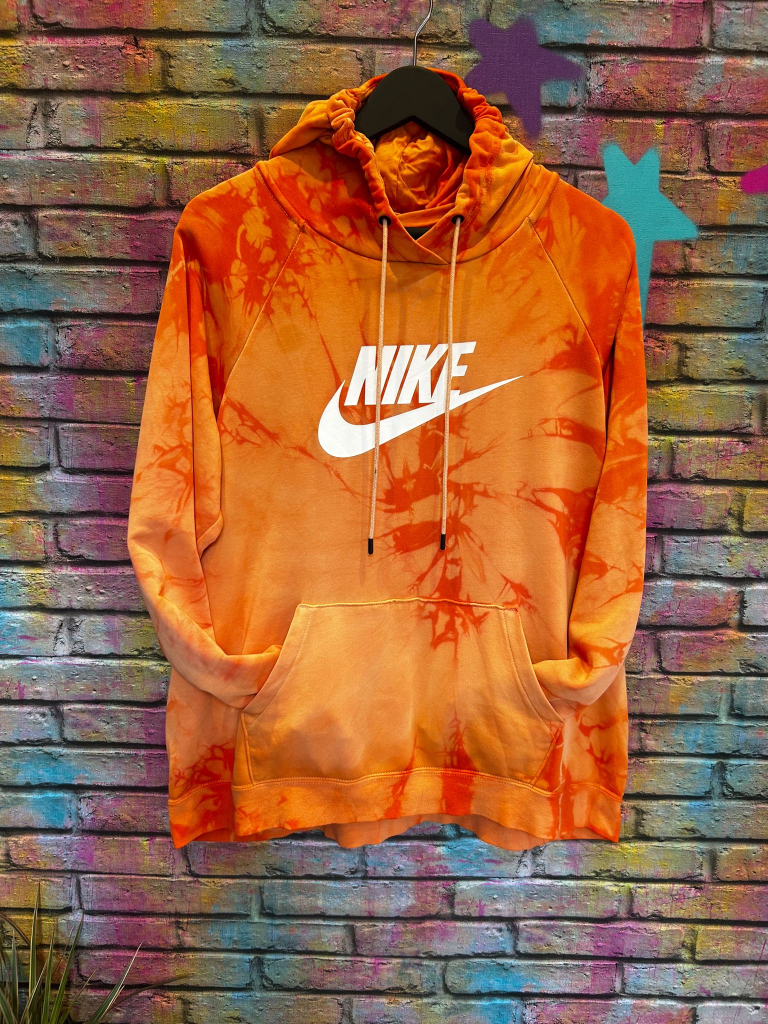 Tie Dye Nike Hoodie - Orange - Size: