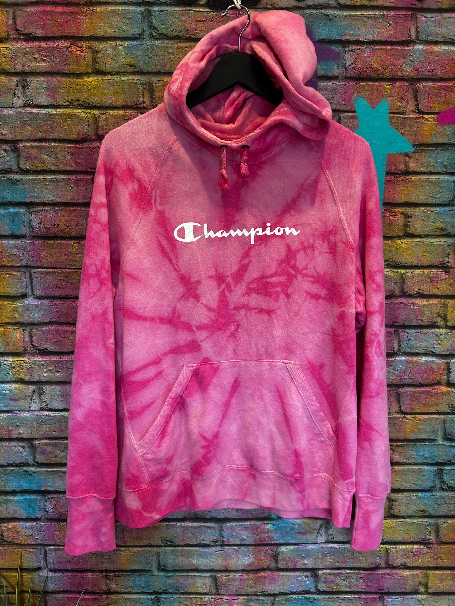 Tie Dye Champion Hoodie - Pink - Size: